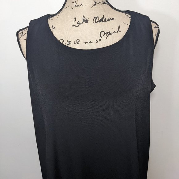 Chico's Dress Women's 1 (Medium) Black Tiered Layered Sleeveless Knee Length - Picture 2 of 11